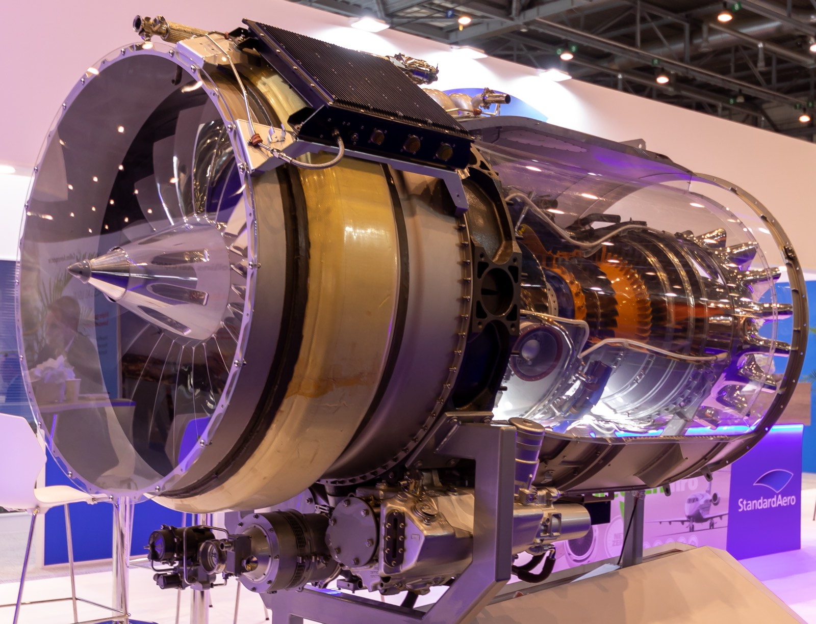 Sectioned gas turbine showing internal stages